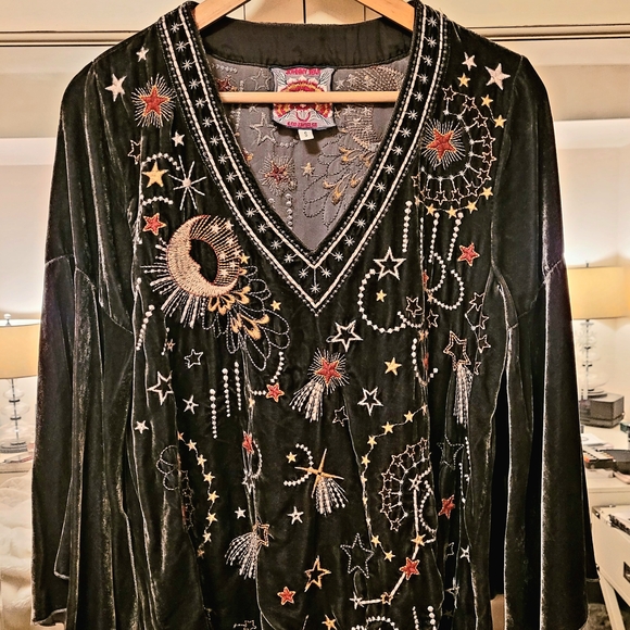 Johnny Was Black Top with Colorful Embroidery - Picture 6 of 7